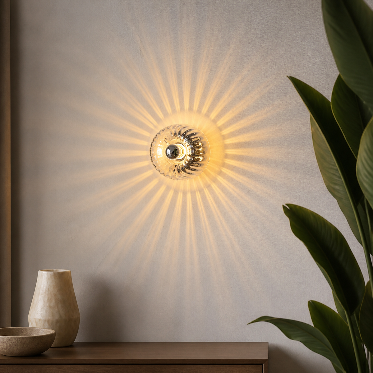 Modern Glass Sunburst Wall Light