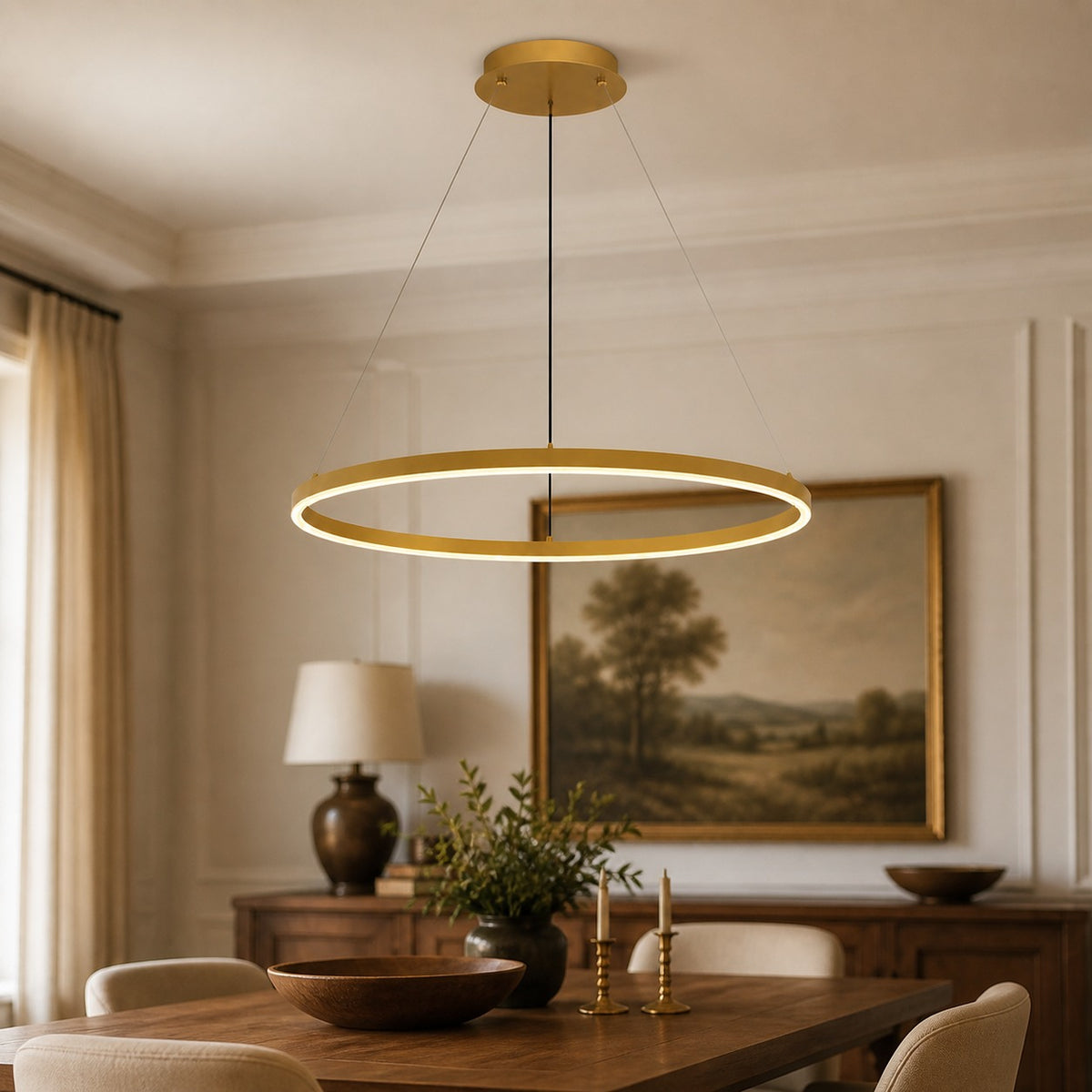 Modern Metal Ring Pendant Light