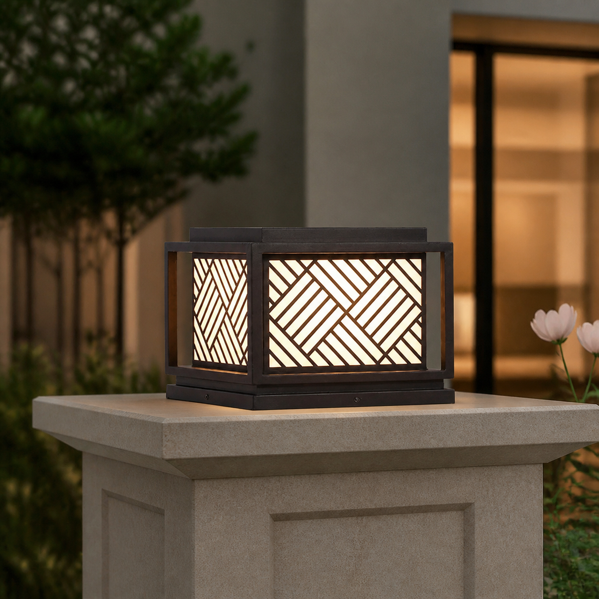 Modern Metal Square Post Light