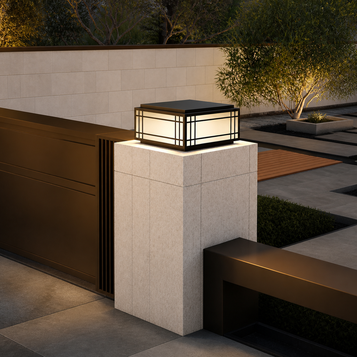 Modern Metal Square Post Light