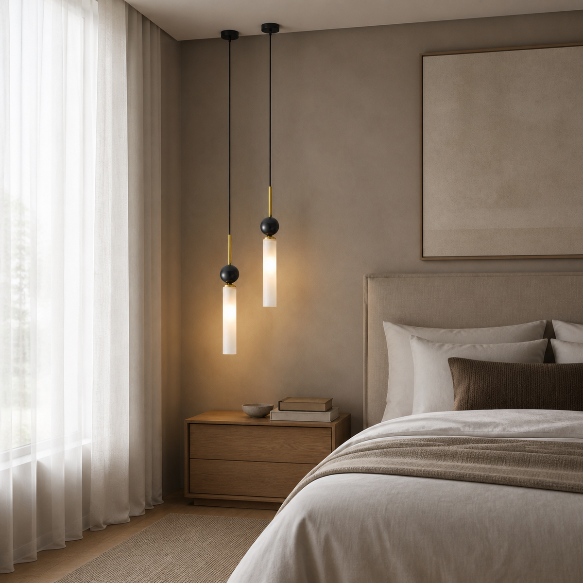 Modern Marble Cylinder Pendant Light