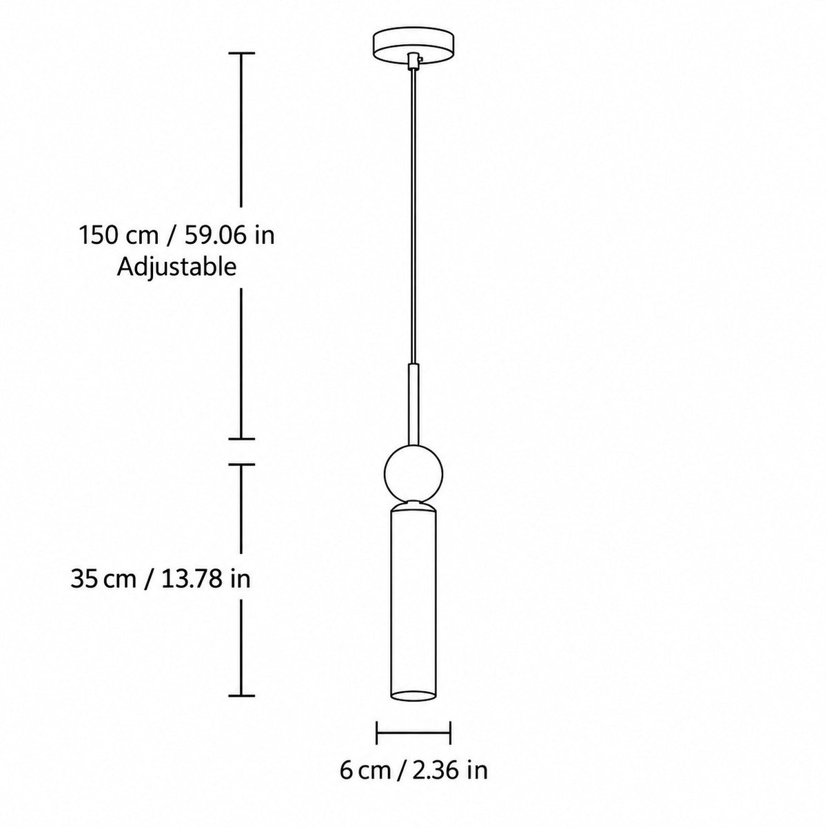 Nowoczesna marmurowa wisząca lampa cylindryczna