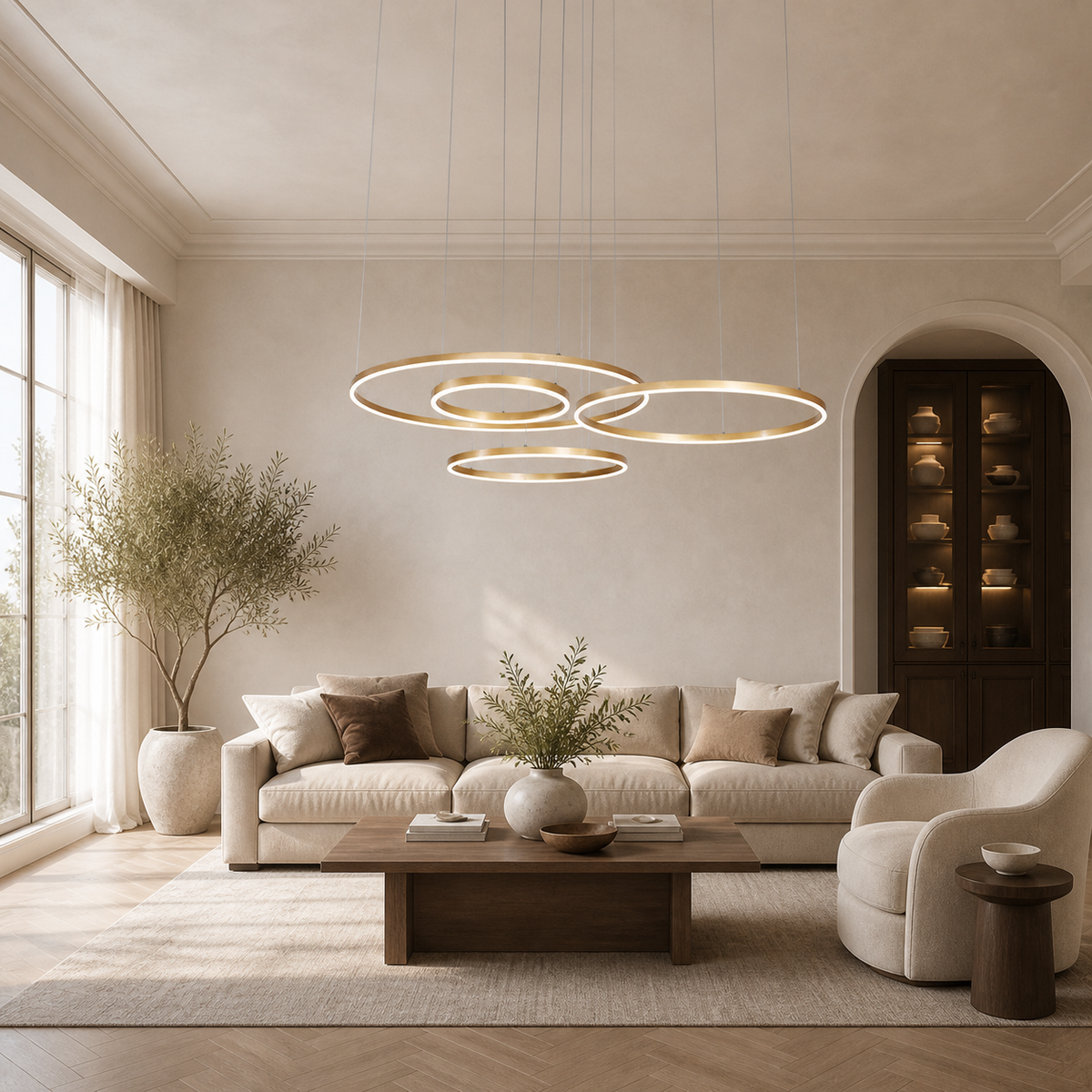 Modern Metal Ring Chandelier