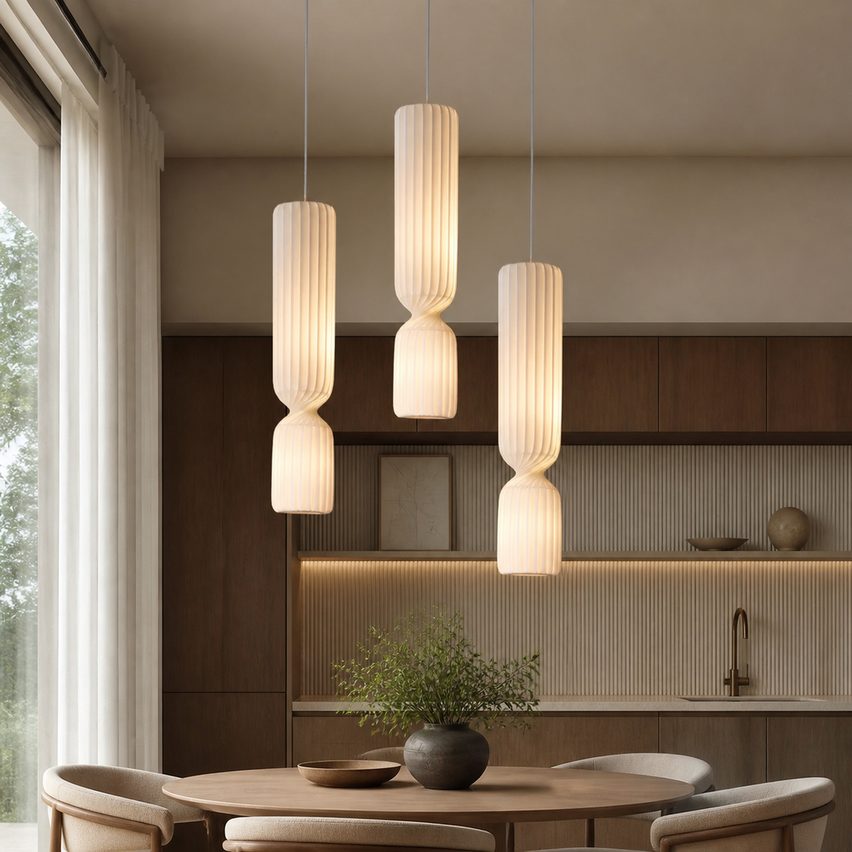 Wabi-Sabi Fabric Cylinder Pendant Light