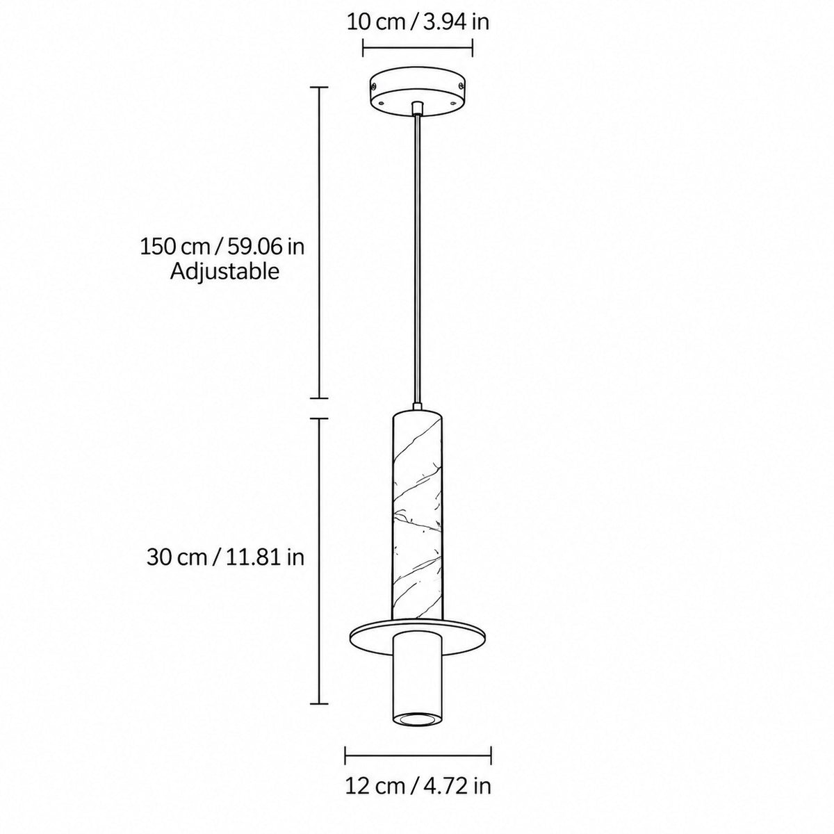 Modern Marble Cylinder Pendant Light
