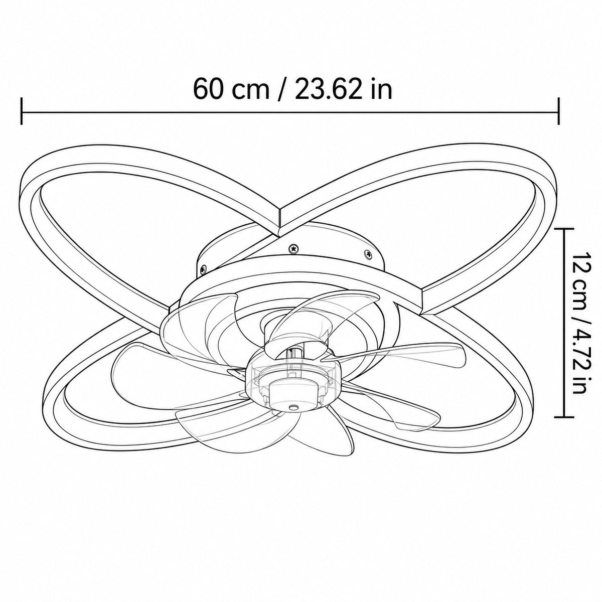 Deckenventilator-Leuchte aus Metall mit Ringventilator