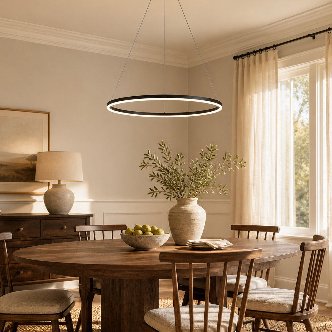 Modern Metal Ring Pendant Light