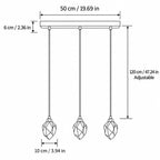 Efektowna szklana wisząca lampa kaskadowa