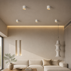 Wabi-sabi trawertynowa cylindryczna lampa sufitowa