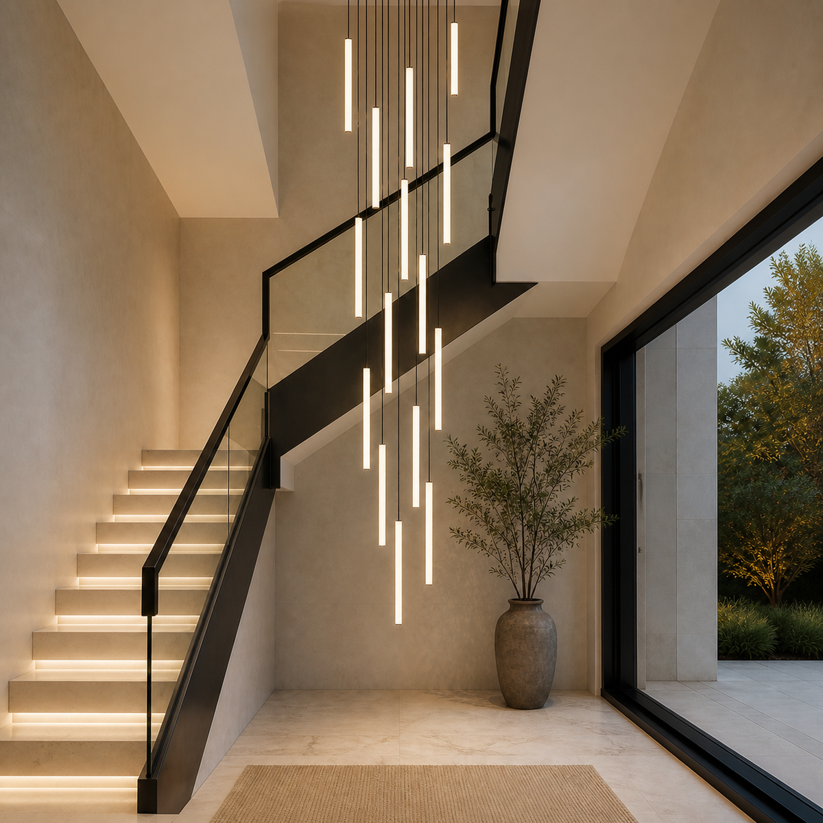 Modern Metal Cascade Pendant Light