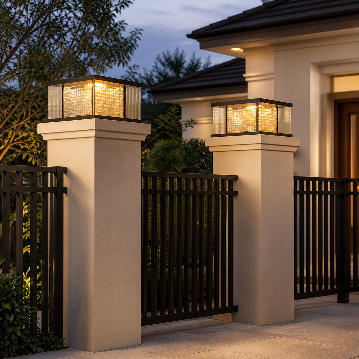 Modern Metal Square Post Light