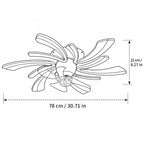 Plafonnier ventilateur de plafond moderne en métal avec pales en forme de fleur