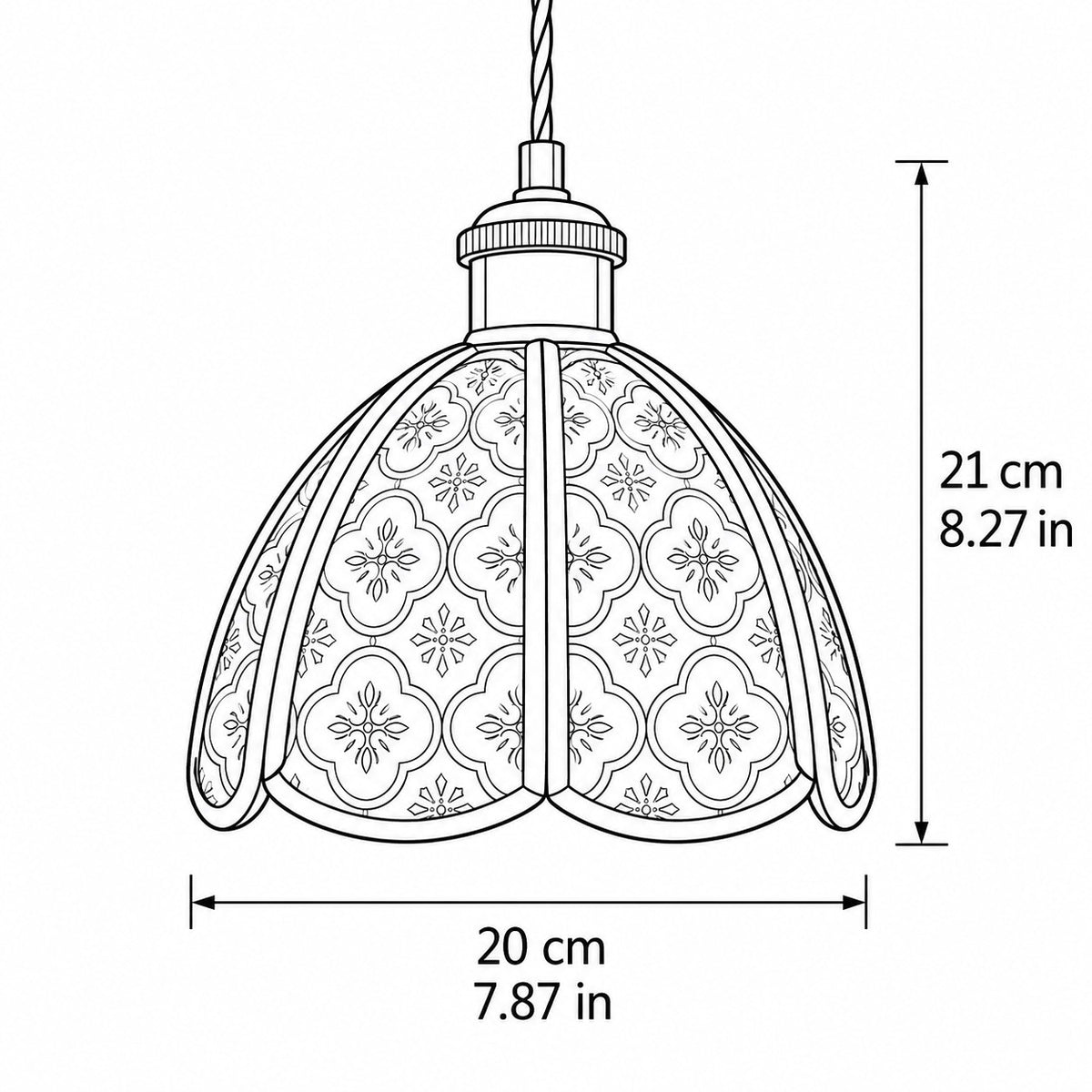 Vintage Stained-Glass Dome Pendant Light