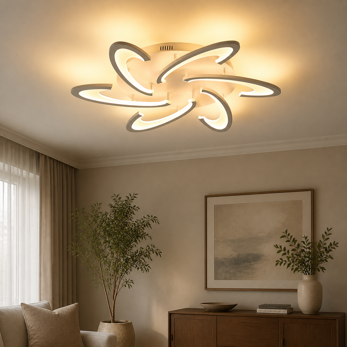 Modern Aluminum Pinwheel Ceiling Light