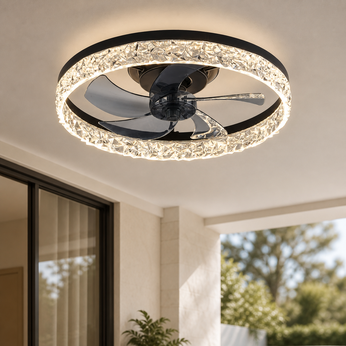 Deckenventilator-Leuchte mit Ring-Gebläse aus modernem Metall