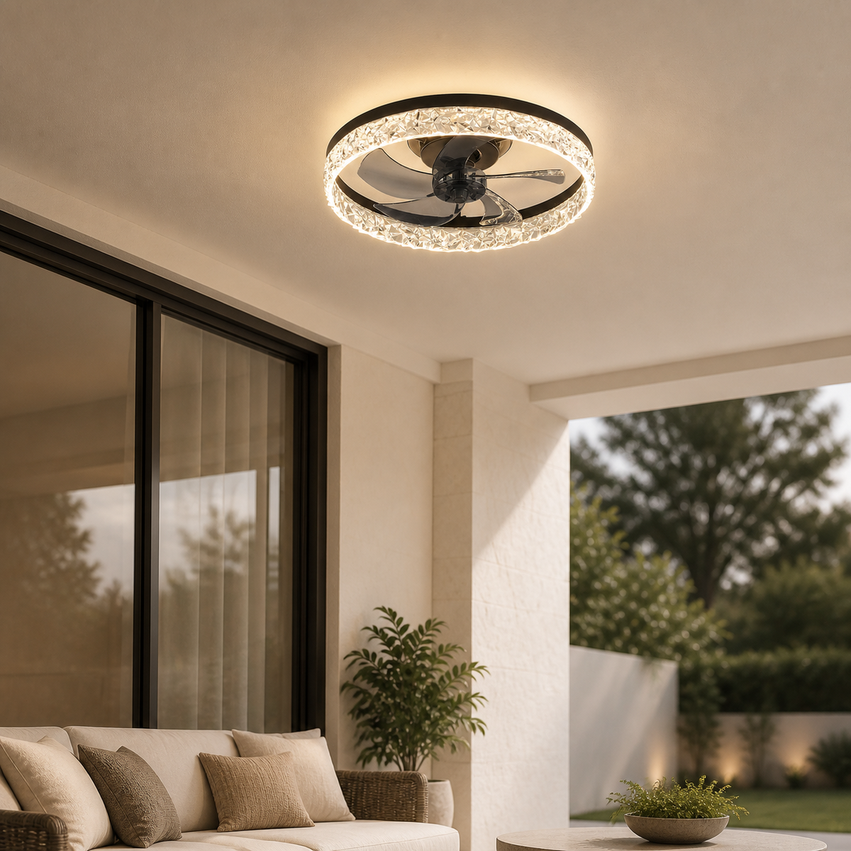 Deckenventilator-Leuchte mit Ring-Gebläse aus modernem Metall