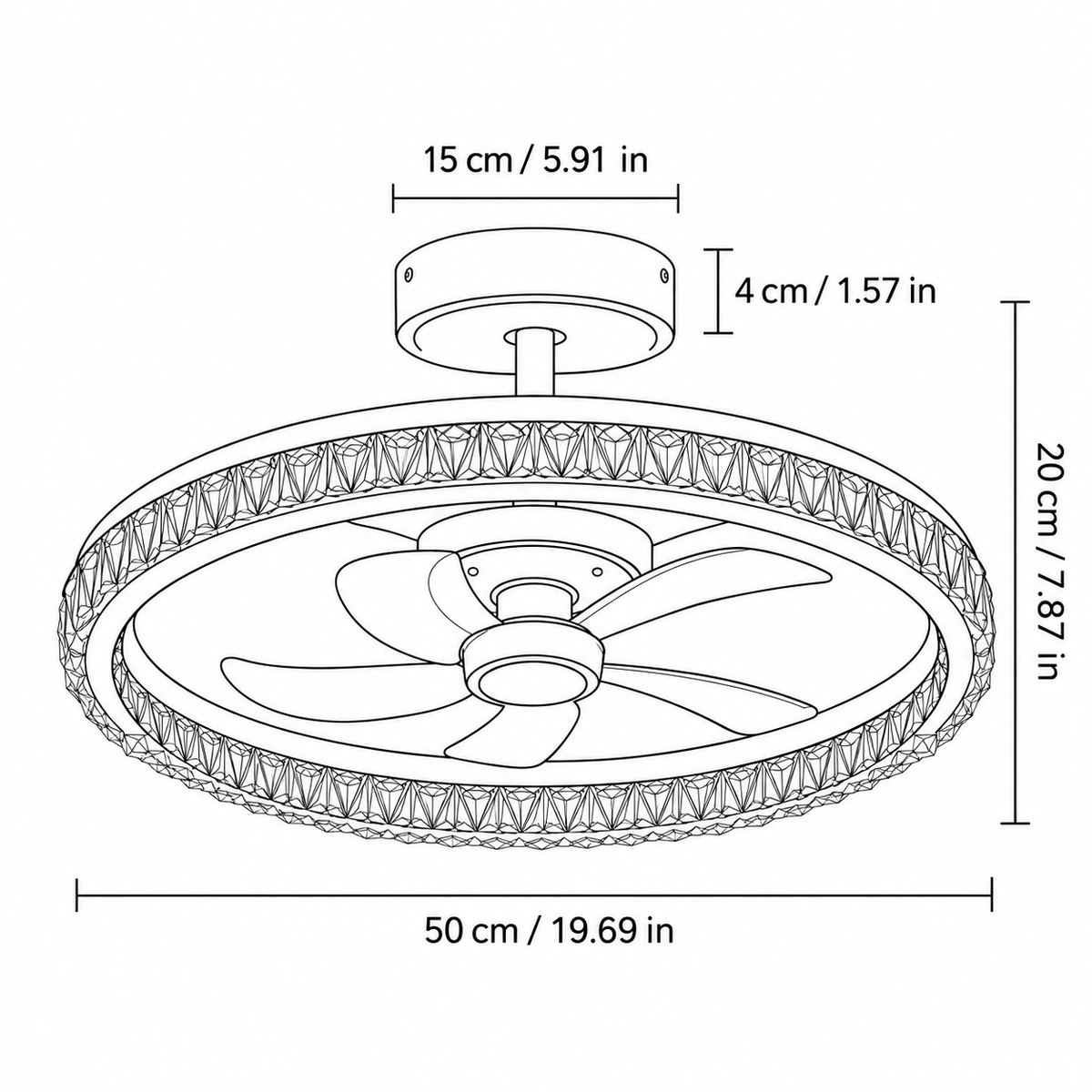 Modern Metal Ring-Fan Ceiling Fan Light