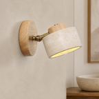 Wabi-sabi travertijnen cilindervormige wandlamp