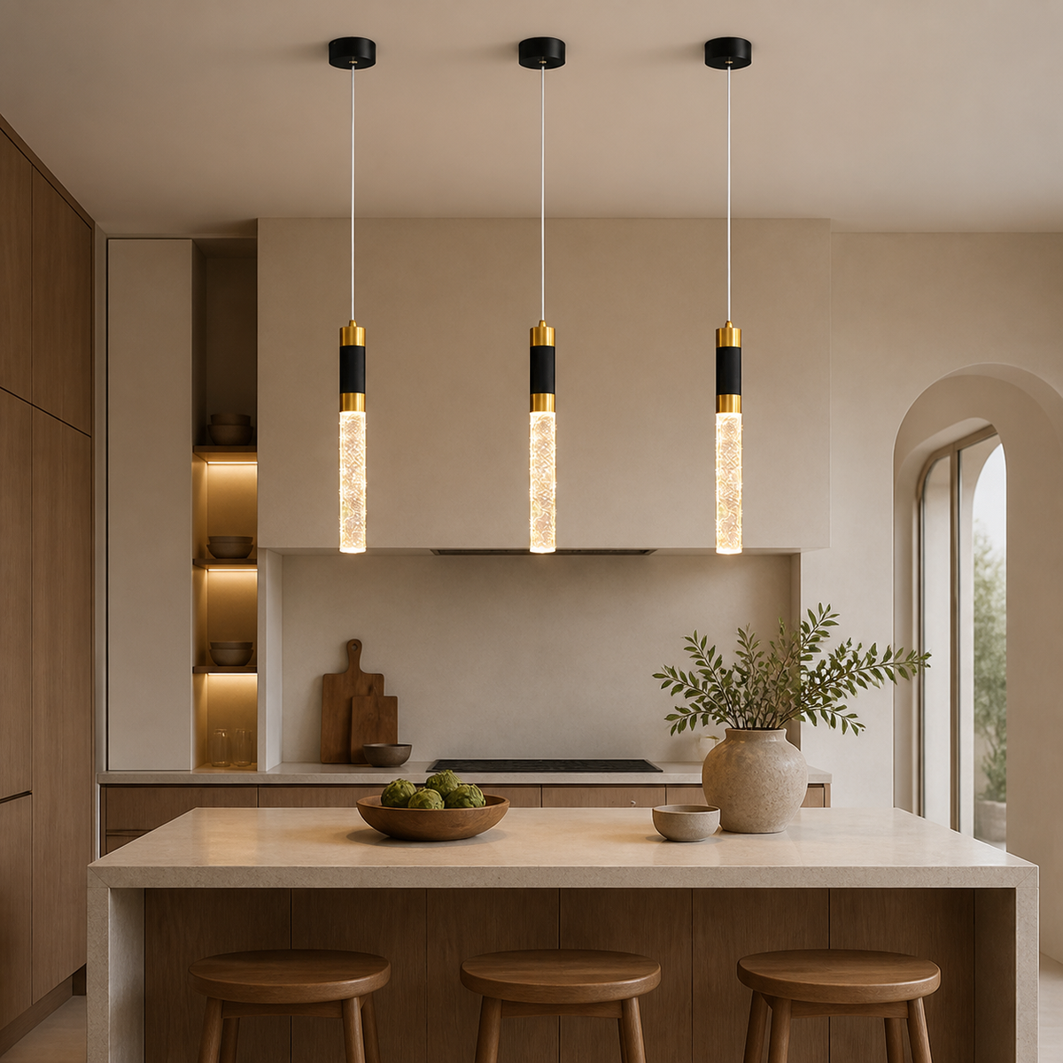 Modern Crystal Cylinder Pendant Light