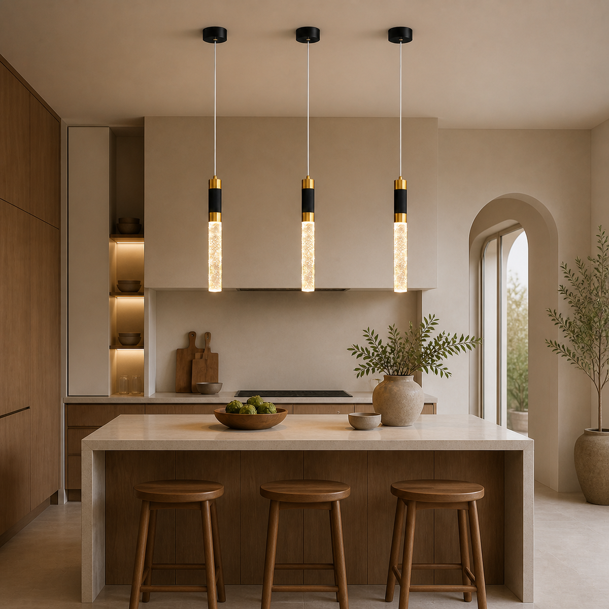 Modern Crystal Cylinder Pendant Light