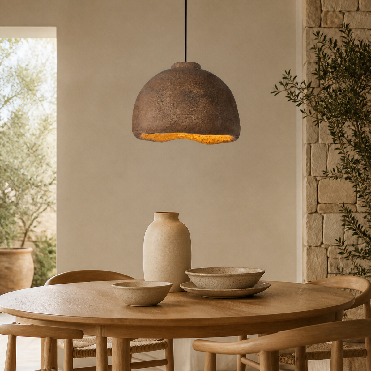 Wabi-Sabi Resin Dome Pendant Light