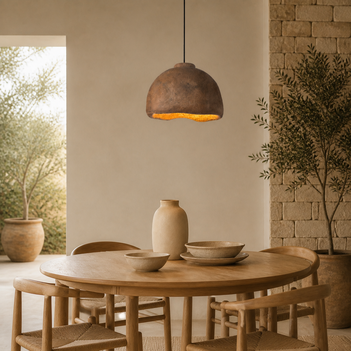 Wabi-Sabi Resin Dome Pendant Light