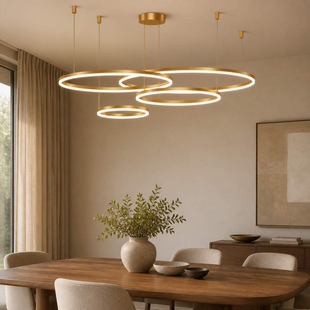 Modern Metal Ring-Cluster Pendant Light