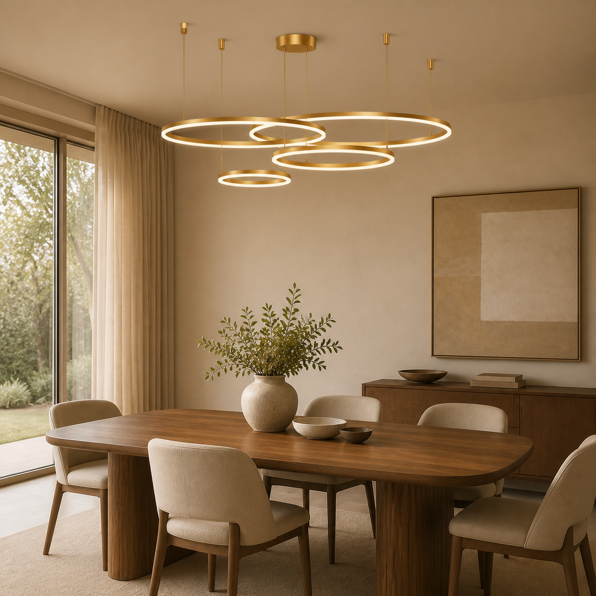 Modern Metal Ring-Cluster Pendant Light