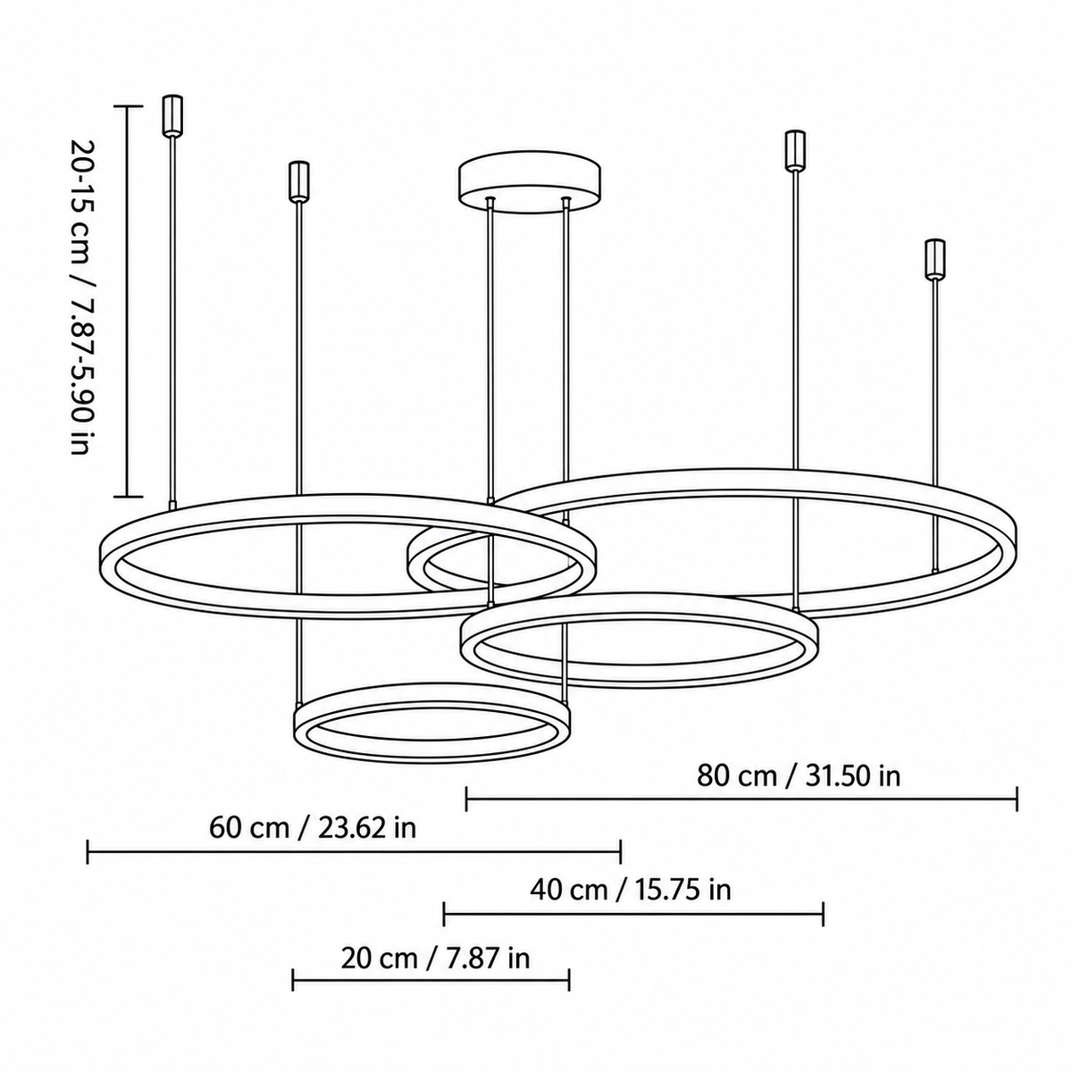 Suspension Design Cercle Design Lignes Formes Géométriques Métal Superposé Artistique Moderne Style Simple Finitions Peintes LED Artistique 110-240V