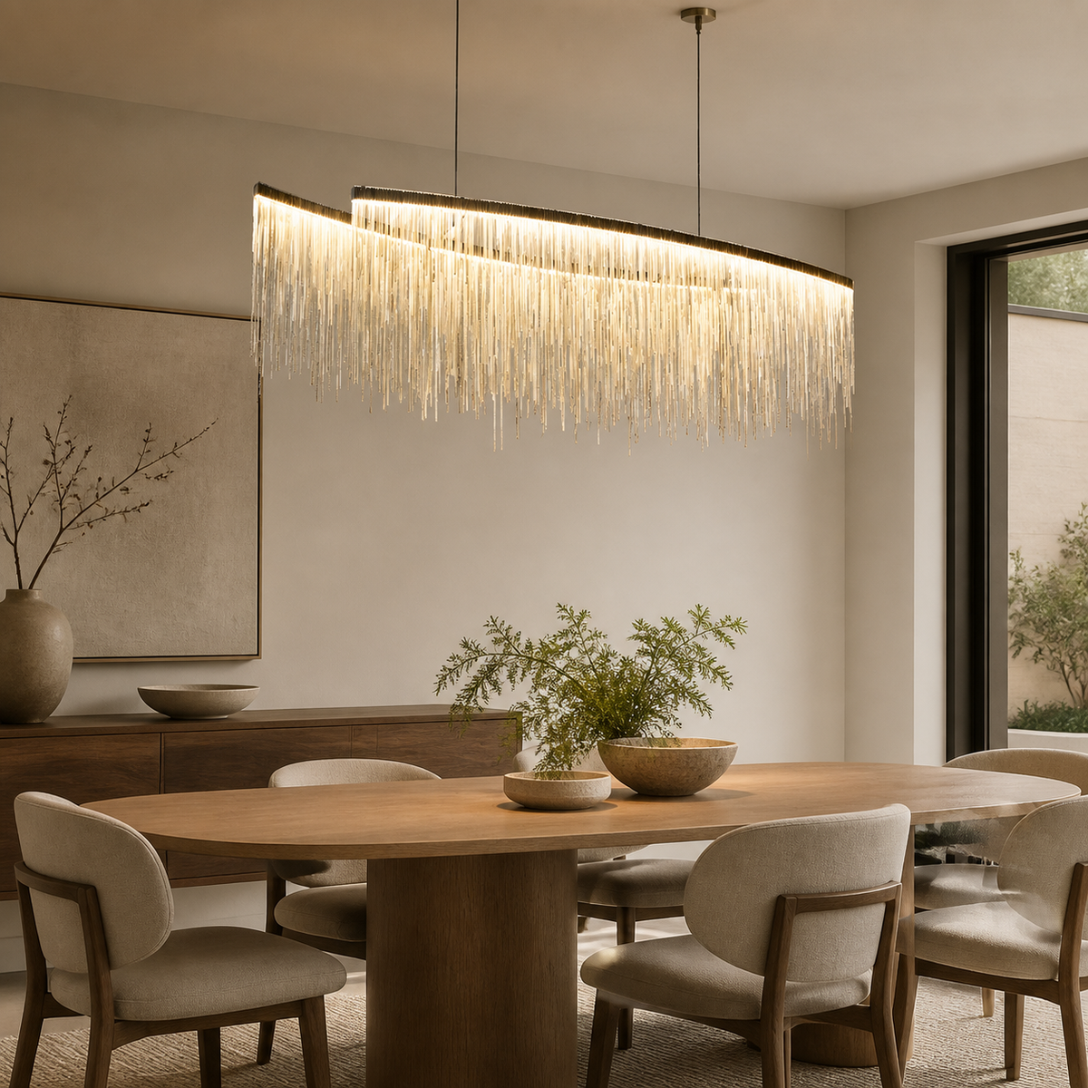 Glam Metal Linear Pendant Light