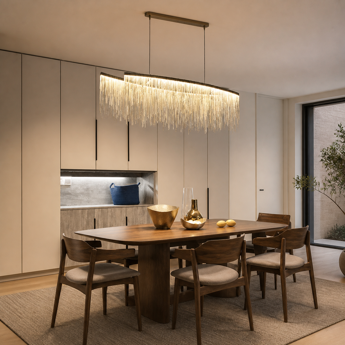 Glam Metal Linear Pendant Light