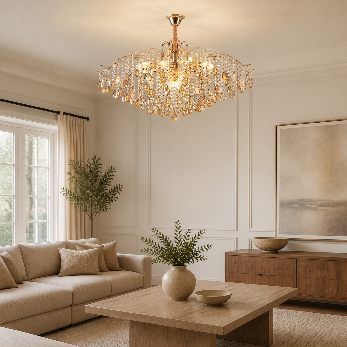 Modern Crystal Branch Chandelier