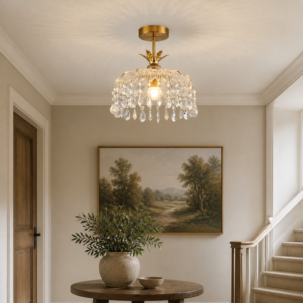 Glam Crystal Drum Ceiling Light