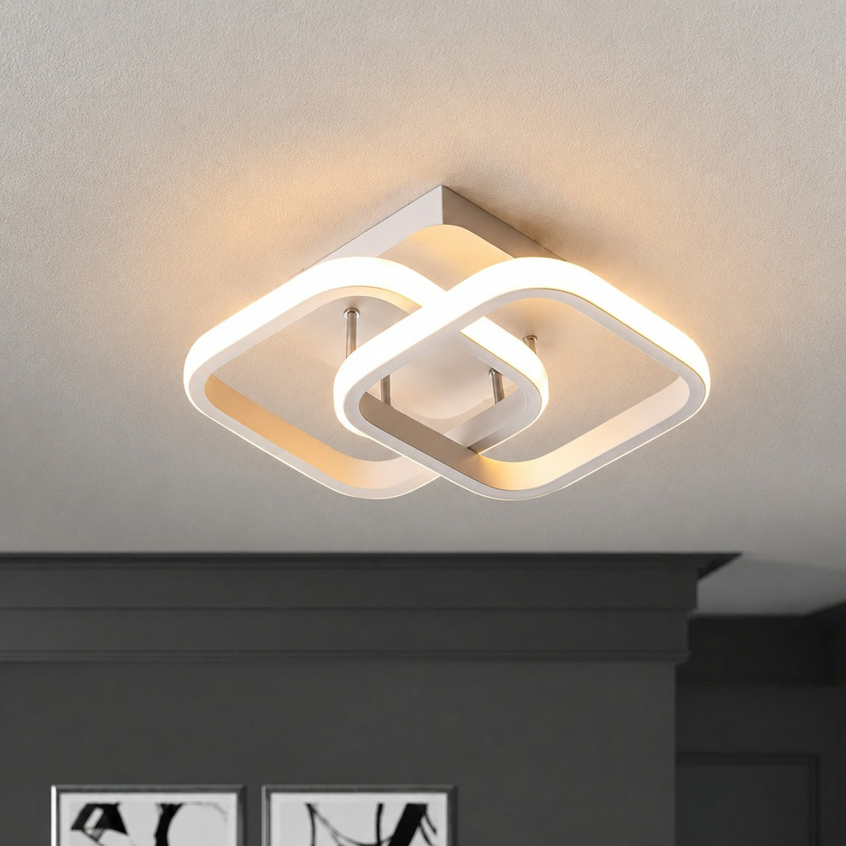 Modern Metal Double-Square Ceiling Light