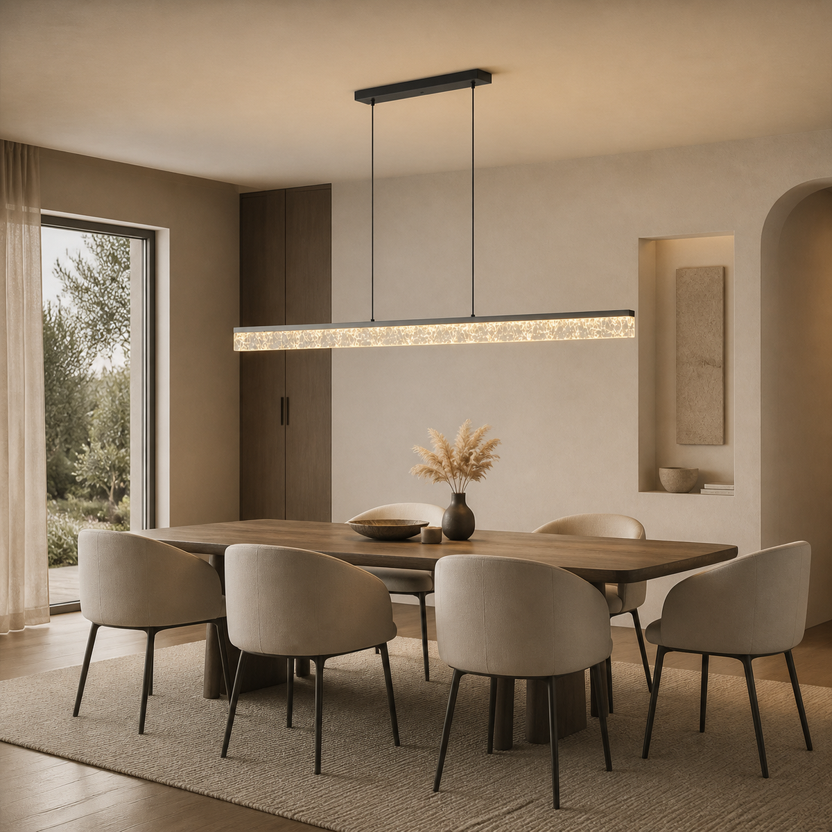 Modern Crystal Linear Pendant Light
