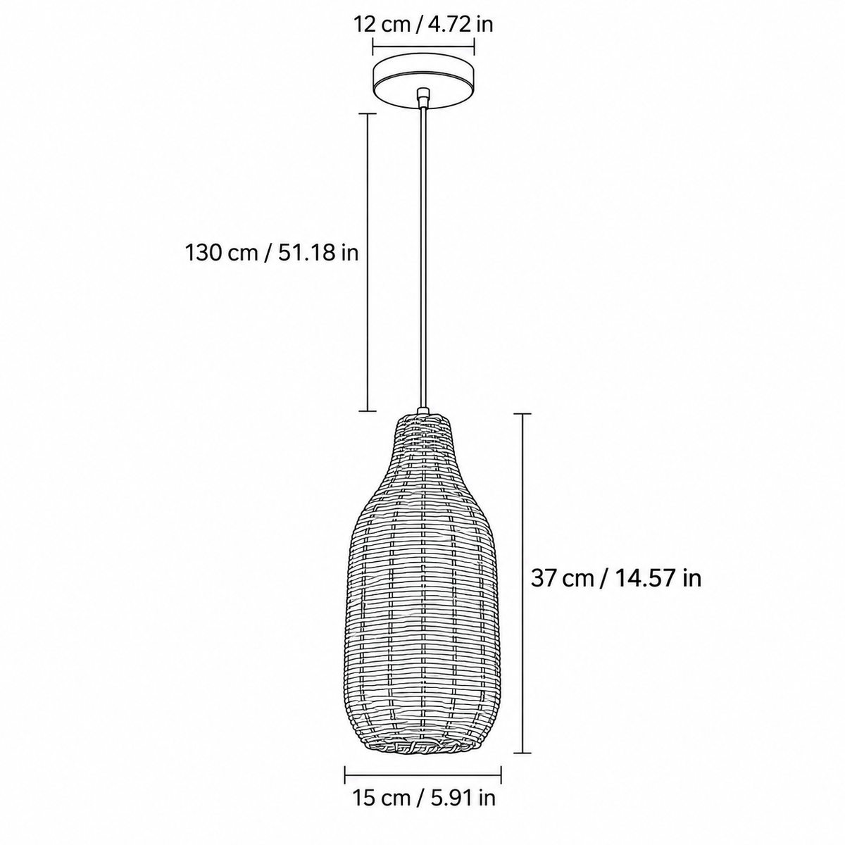 Boho Rattan Cylinder Pendant Light