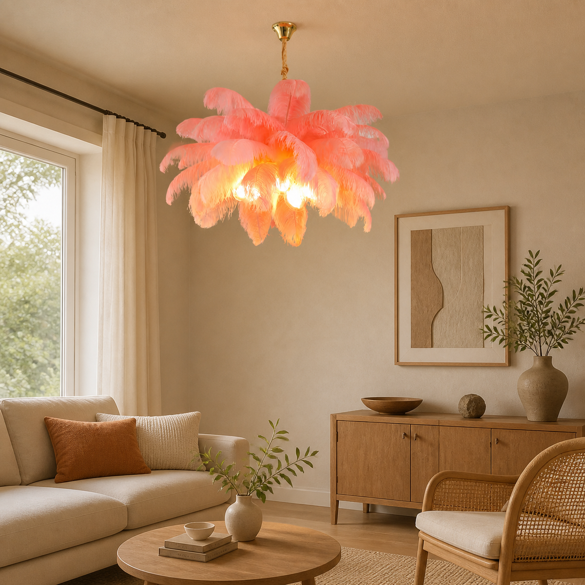 Glam Feather Feather Pendant Light