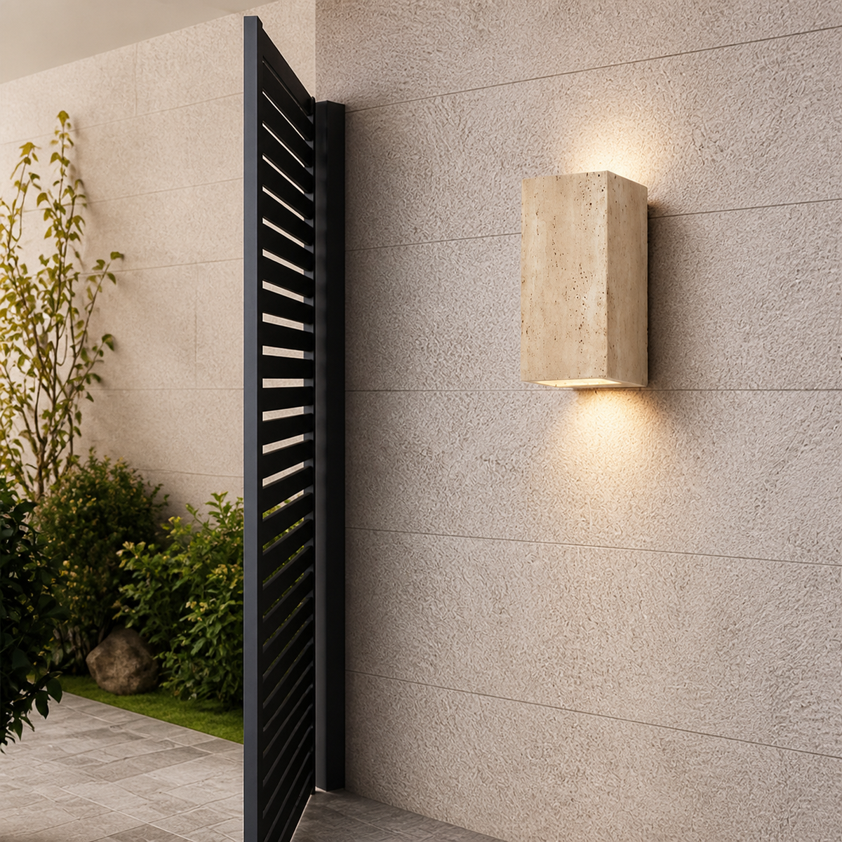 Wabi-Sabi Travertine Cylinder Wall Light