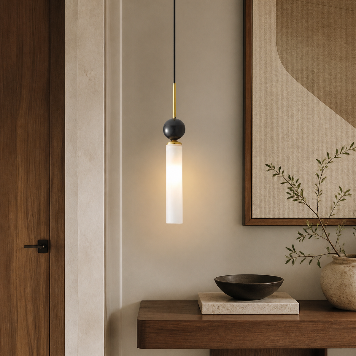 Modern Marble Cylinder Pendant Light