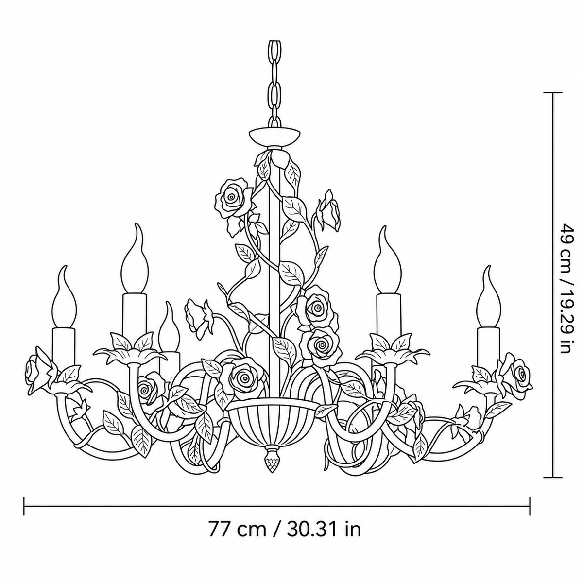 Lustre Chandelier Rustique en Métal