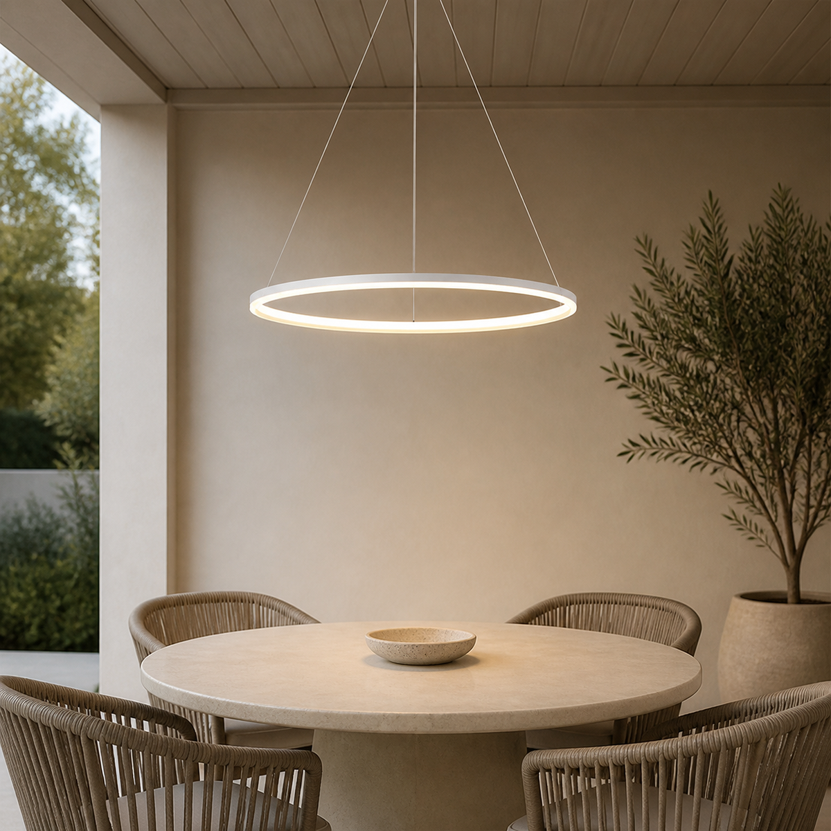Modern Metal Ring Pendant Light