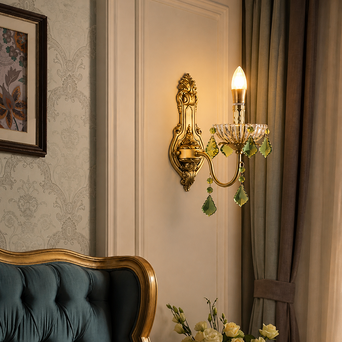 Vintage Glass Candelabra Wall Light