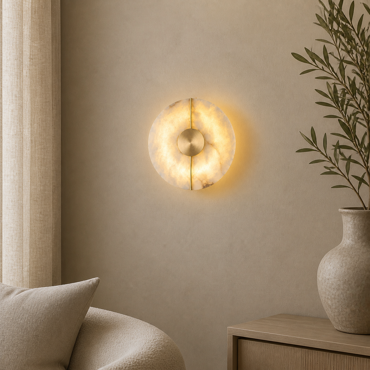 Modern Marble Disc Wall Light