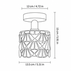Vintage cilindrische plafondlamp van glas-in-lood