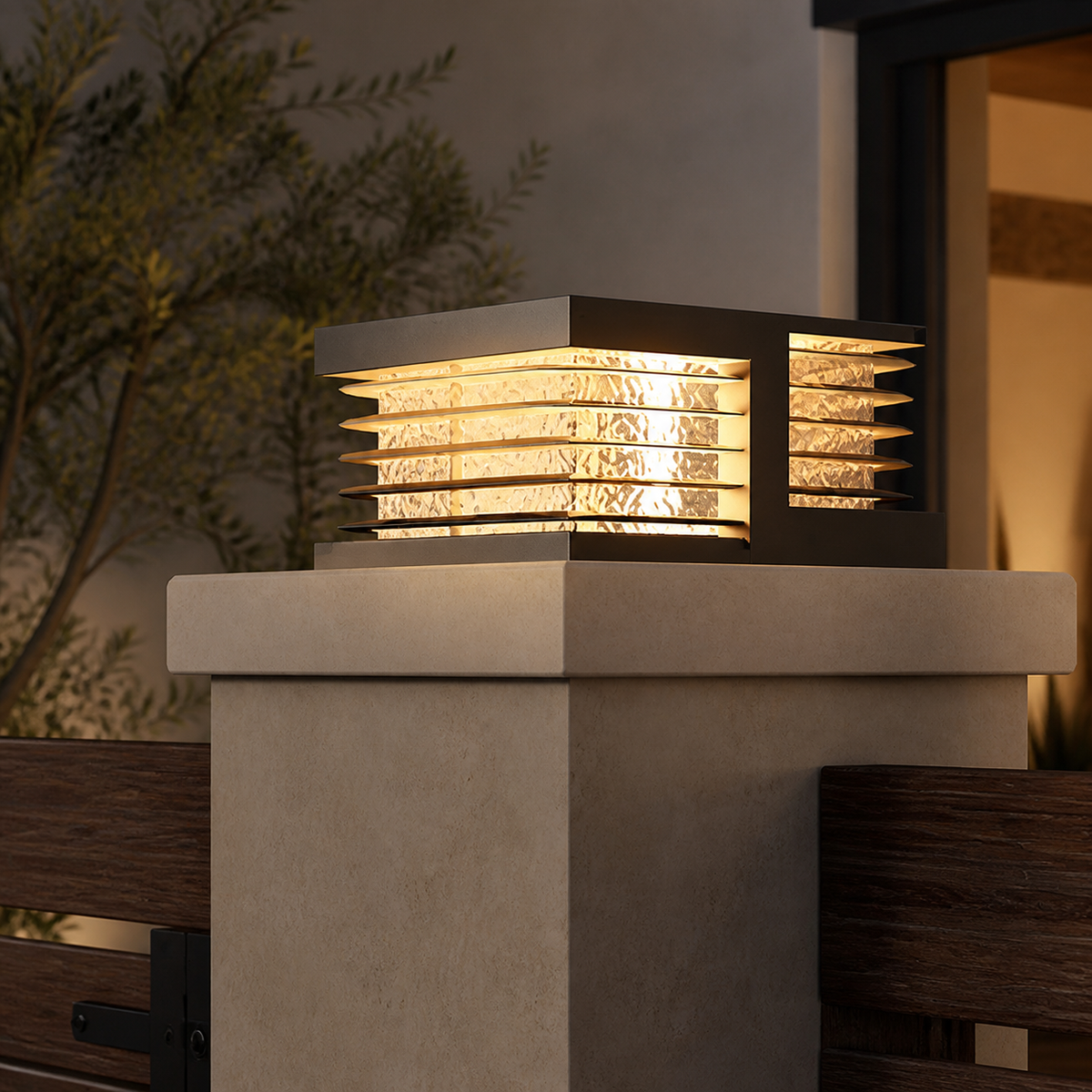 Modern Metal Square Post Light