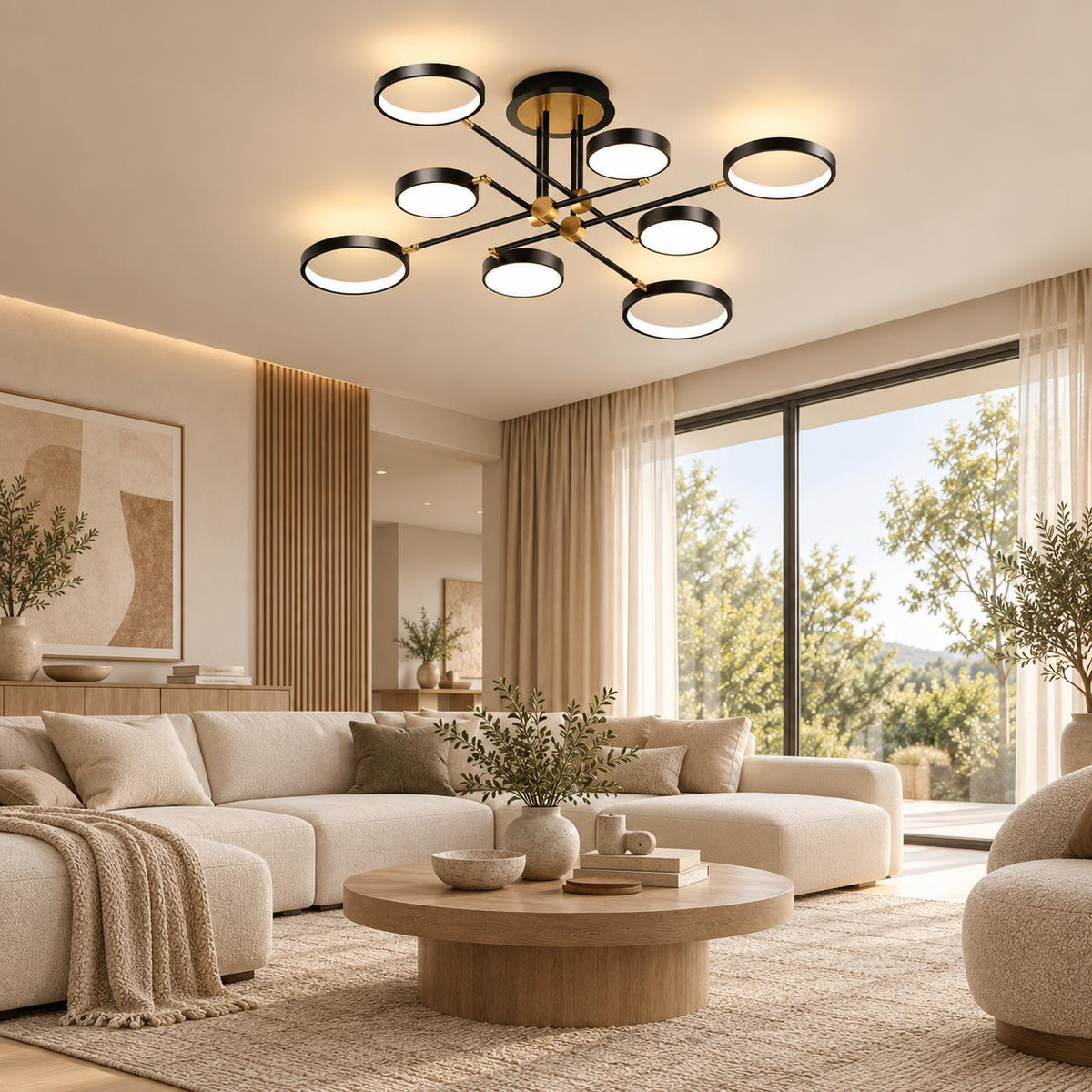 Modern Acrylic Circle Semi-flush Chandelier