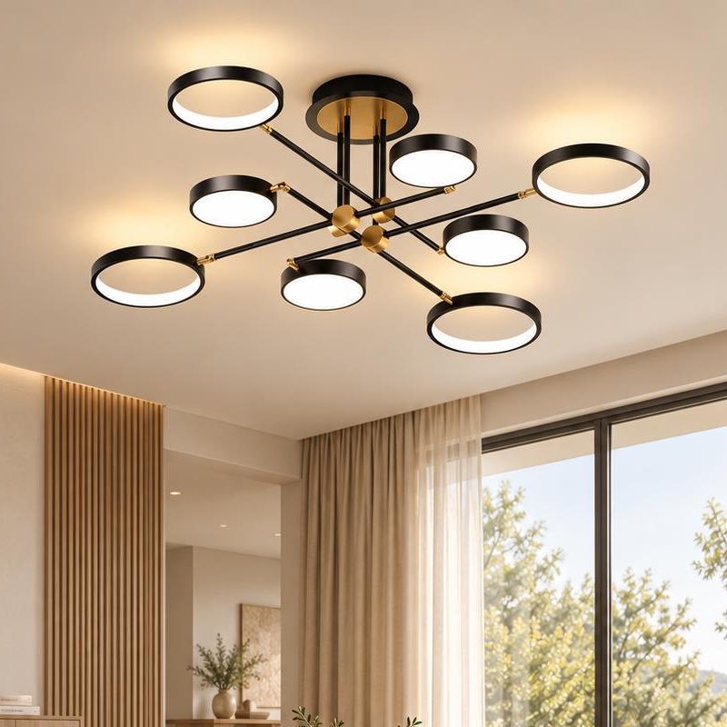 Modern Acrylic Circle Semi-flush Chandelier