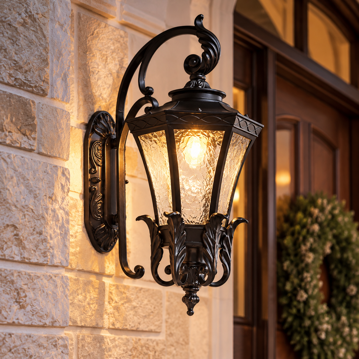 Vintage Glass Lantern Wall Light