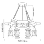 Vintage Wood Glass Multi-Light Pendant Light