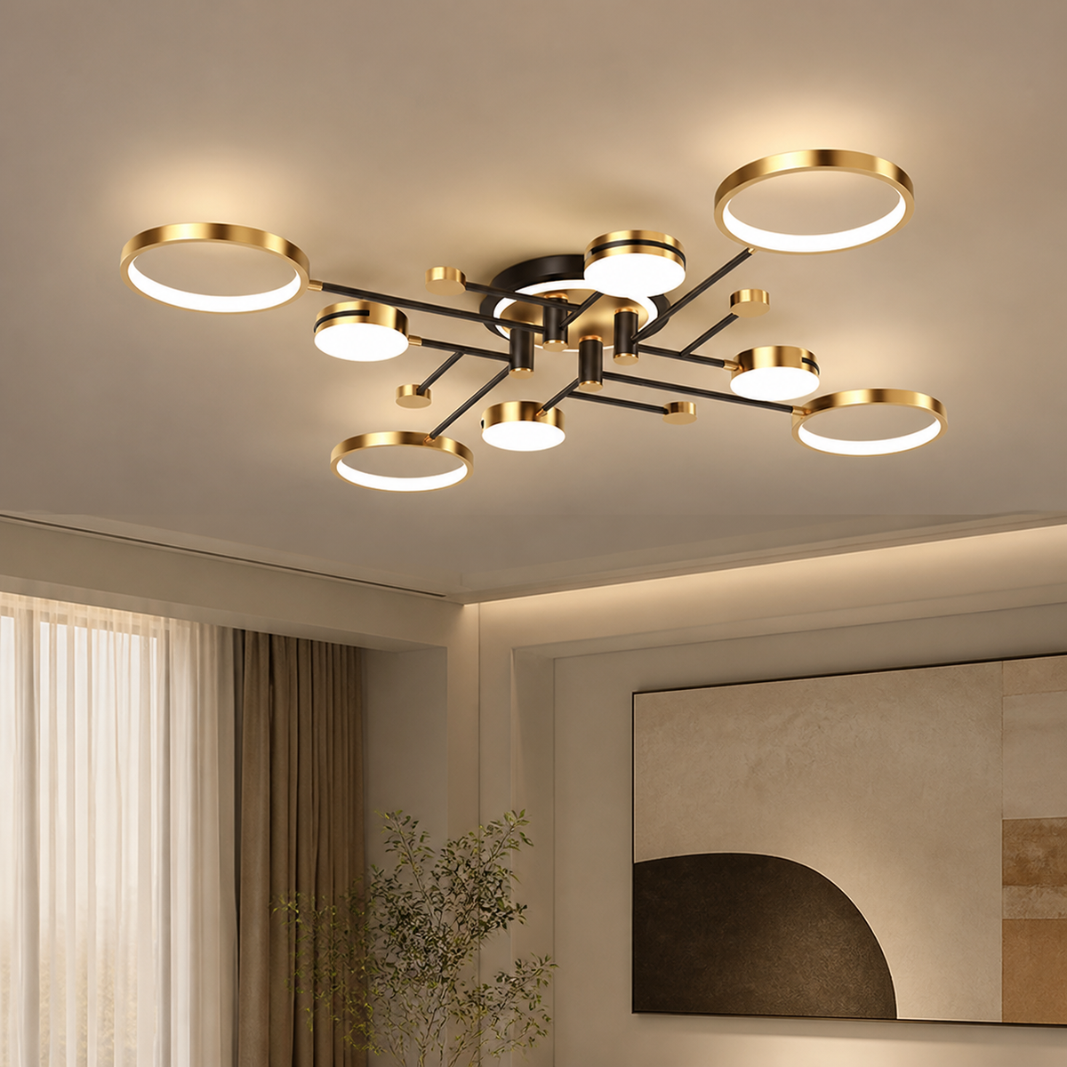Modern Acrylic Ring-Branch Ceiling Light